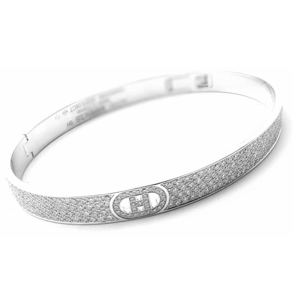 Authentic! Hermes H D'Ancre 18k White Gold Diamond Small Model Bangle Bracelet - Picture 1 of 12